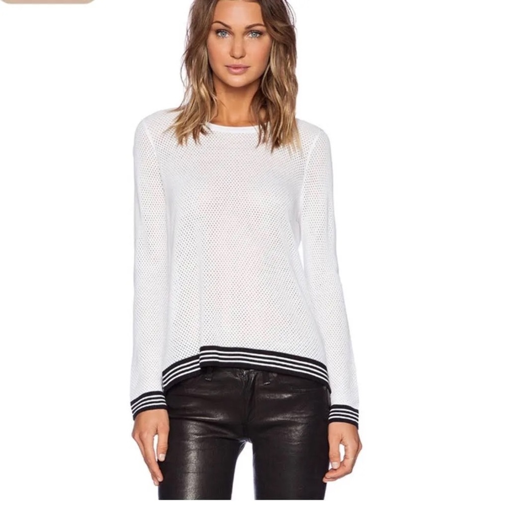 Rag & Bone Jean Open Knit Open Back Crew Neck Sweater Size Small White
